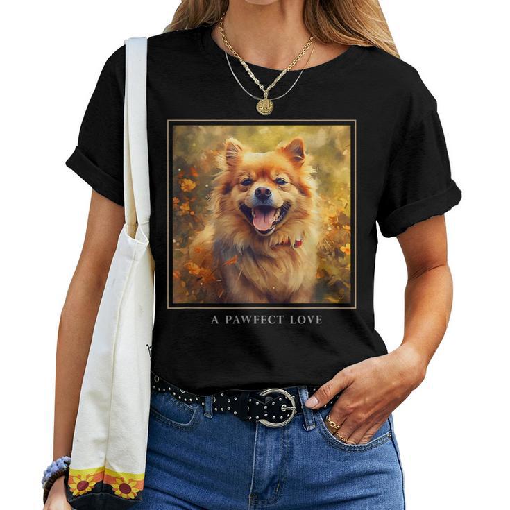 Shiranian Hund Garten Blumen Malerei Haustier Mama Papa T-shirt Frauen