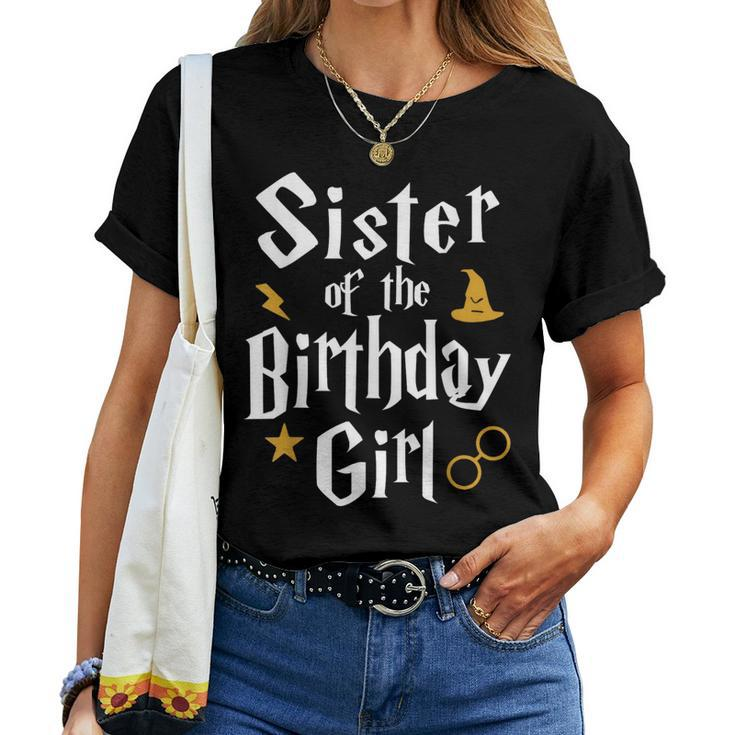 Sister Of The Birthday Girl Wizard 1St Birthday Family Party Women T-shirt