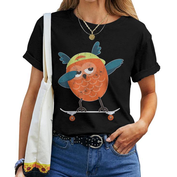 Skateboarding Hoot Owl On Skateboard For Skater Women T-shirt