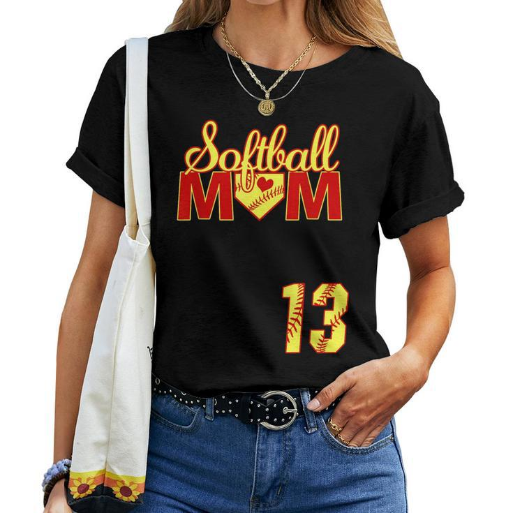 Softball Mom Mother's Day 13 Fastpitch Jersey Number 13 Women T-shirt
