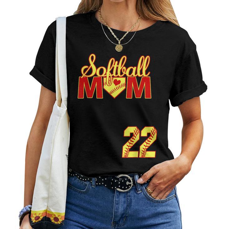 Softball Mom Mother's Day 22 Fastpitch Jersey Number 22 Women T-shirt