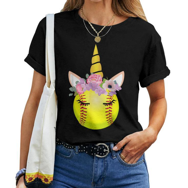 Softball Unicorn Unicorn Lover For Girls Women T-shirt