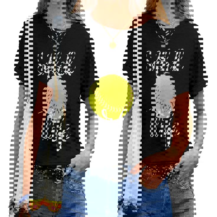 Softball Wife Ball For Mom Softball Wife Cute Women T-shirt