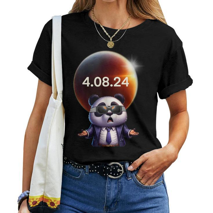 Solar Eclipse 2024 Panda Wearing Solar Eclipse Glasses Women T-shirt