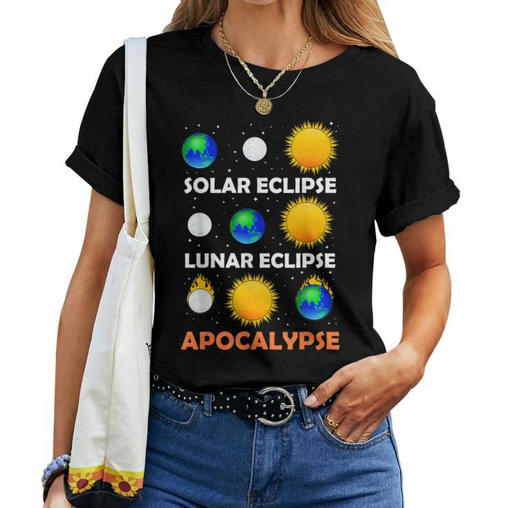 Solar Eclipse Lunar Science Teacher Space Eclipse Apocalypse Women T-shirt