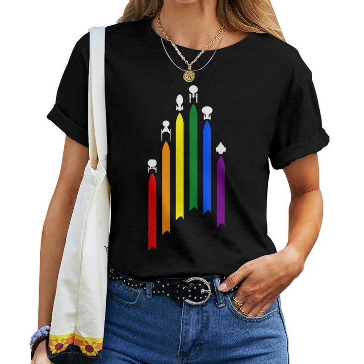 Spaceship Lgbt Flag Gay Pride Month Transgender Rainbow Women T-shirt