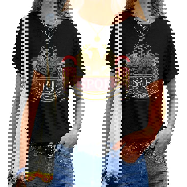 Spqr Legionario De Roma Imperio Romano Ejército Romano Camiseta de mujer