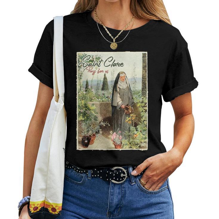 St Clare Of Assisi Italian Catholic Saint Light Women T-shirt