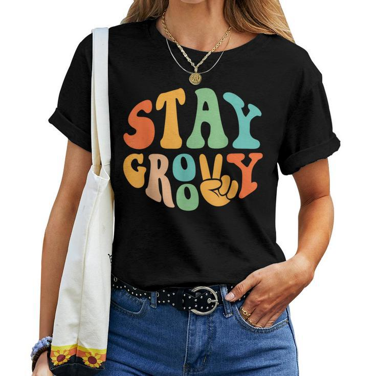 Stay Groovy Hippie Peace Sign Retro 60S 70S Women Women T-shirt