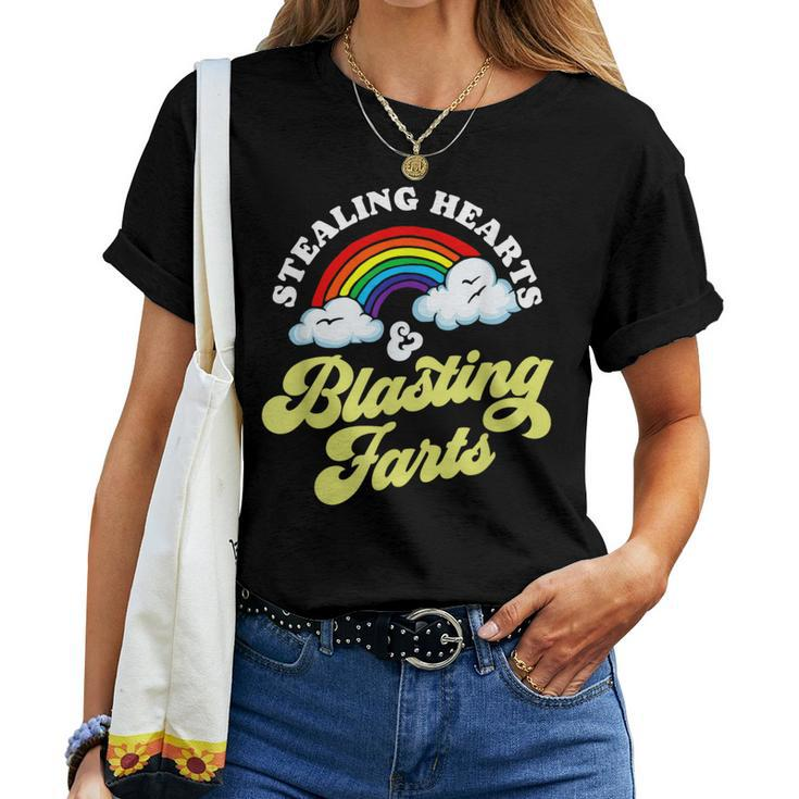 Stealing Hearts & Blasting Farts Rainbow Valentines Women T-shirt