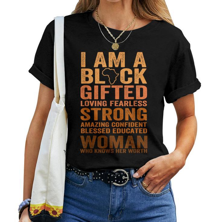 I Am Strong Black Woman Blessed Educated Black History Month Women T-shirt
