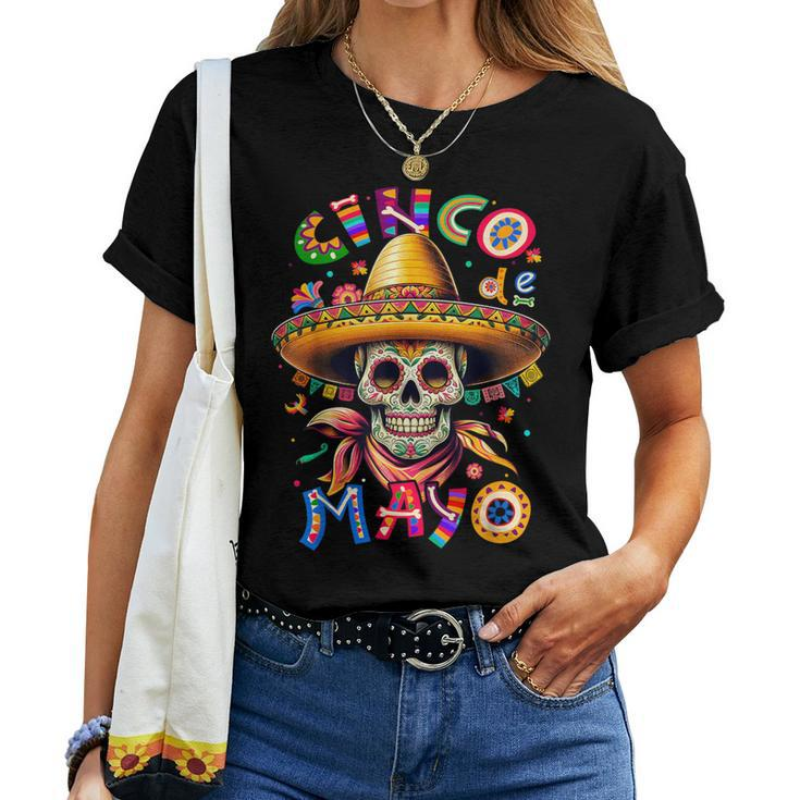 Sugar Skull Cinco De Mayo For Mexican Party Women T-shirt