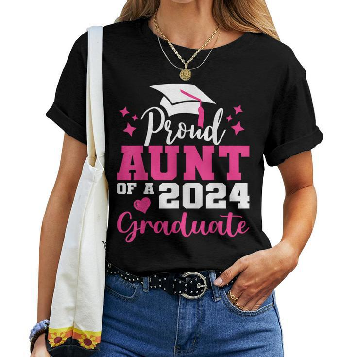Super Proud Aunt Of 2024 Graduate Awesome Family College Women T-shirt