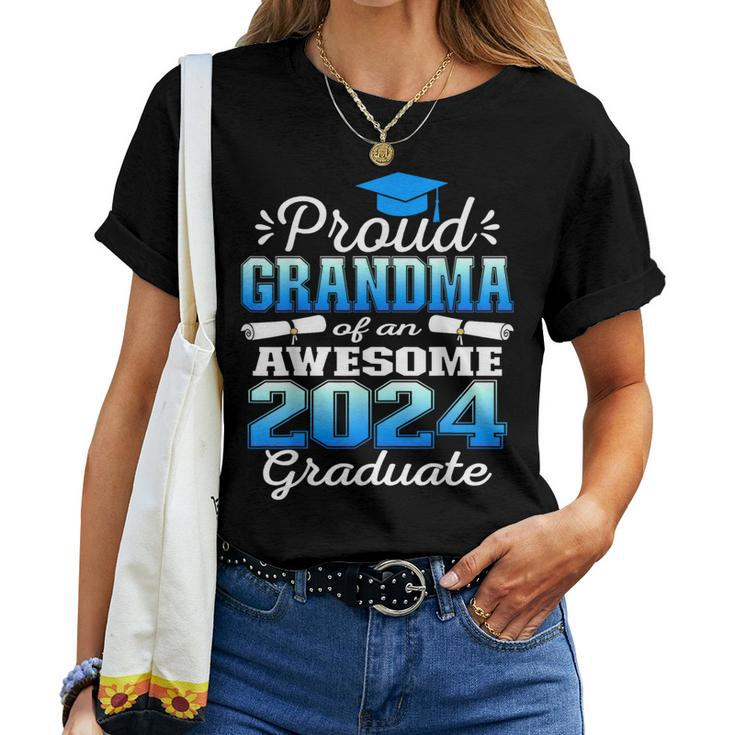 Super Proud Grandma Of 2024 Graduate Awesome Family College Women T-shirt