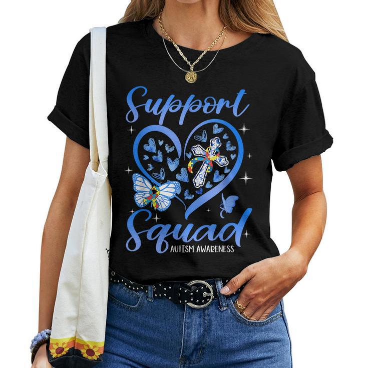 Support Squad Heart Christian Cross Autism Awareness Women T-shirt