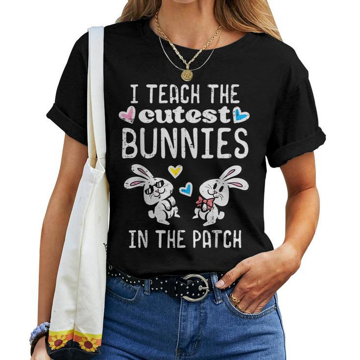 I Teach Cutest Bunnies Patch Easter Teacher Spring Women Women T-shirt