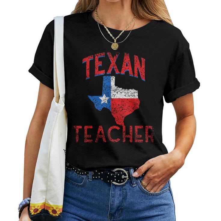 Texan Teacher Flag Proud Texas Vintage Women T-shirt