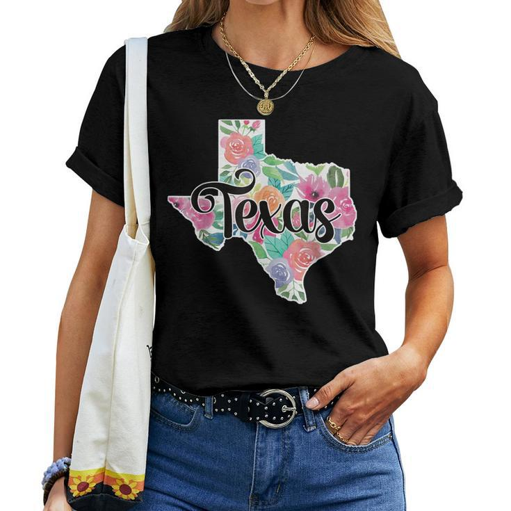 Texas Home State Pride Floral Vintage Texas Retro Flowers Women T-shirt