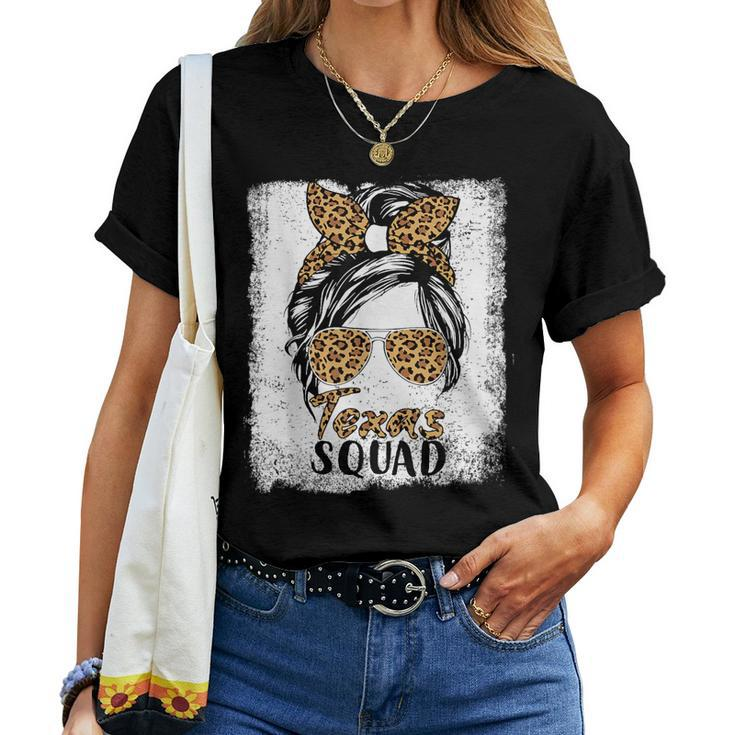 Texas Squad Summer Girls Trip 2024 Messy Bun Leopard Women T-shirt