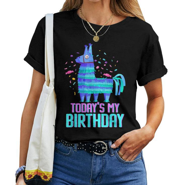 Today's My Birthday Cute Llama Party Decorations Birthday Women T-shirt