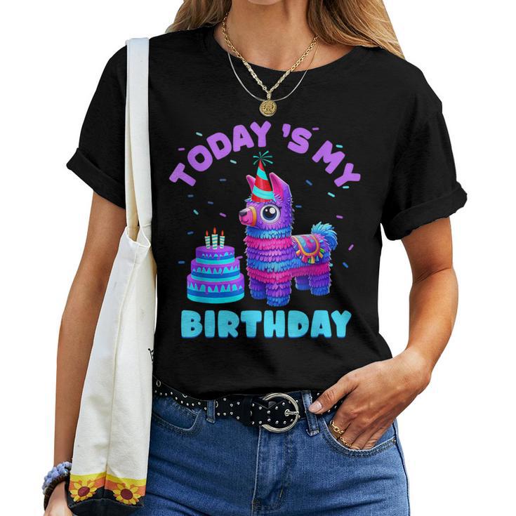 Todays My Birthday Llama Boy Family Party Decorations Women T-shirt