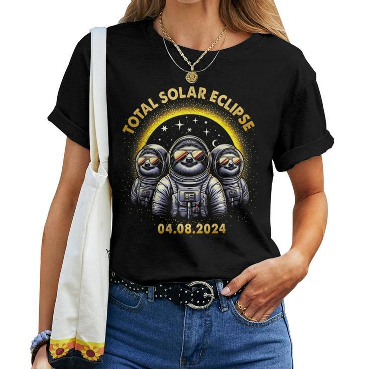 Total Solar Eclipse 04082024 Astronaut Sloth Crew Women T-shirt