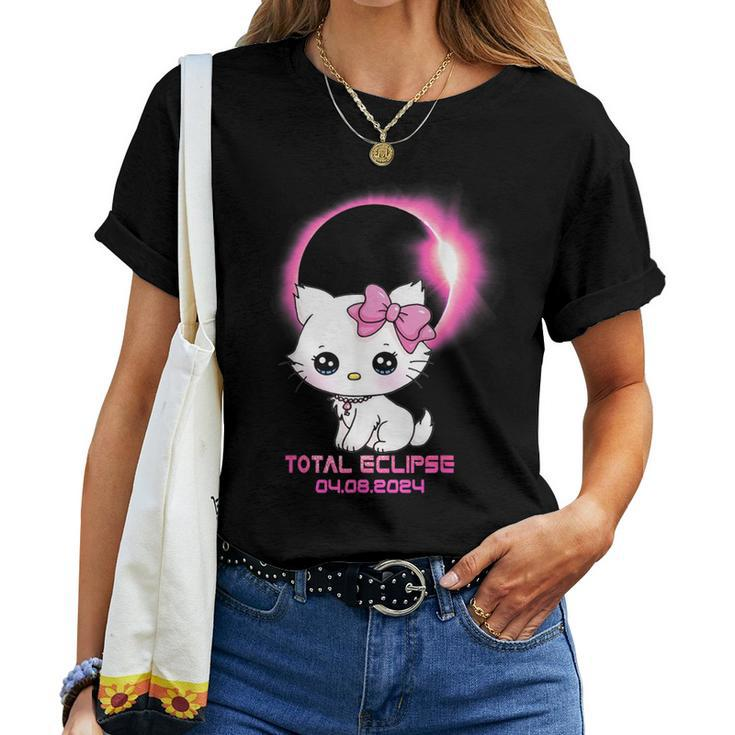 Total Solar Eclipse April 8 2024 Cat Boy Girl Women T-shirt