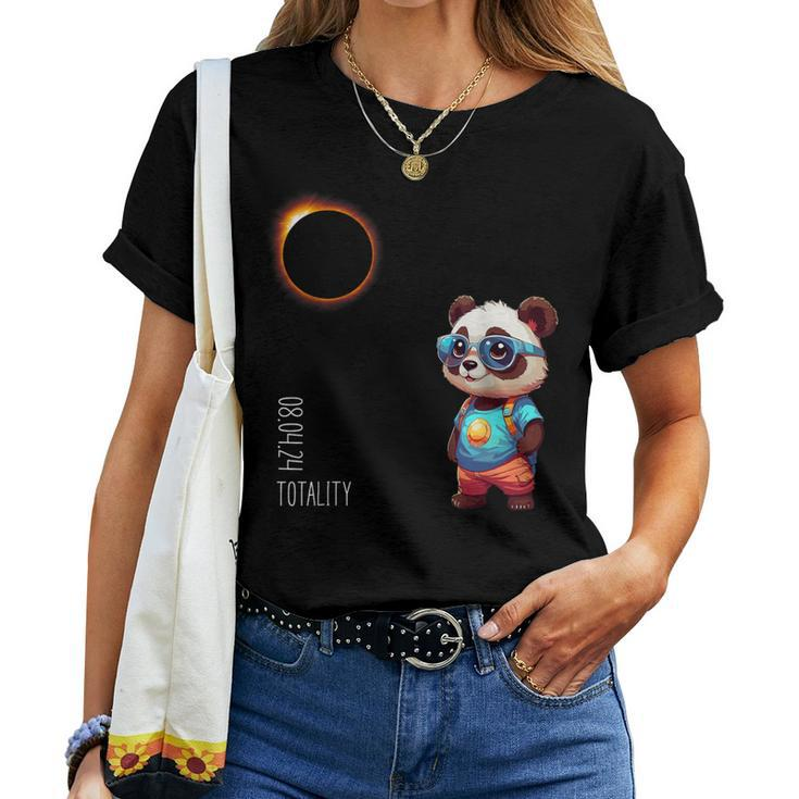 Totality Panda Solar Eclipse 08042024 Cute Eclipse Girls Women T-shirt
