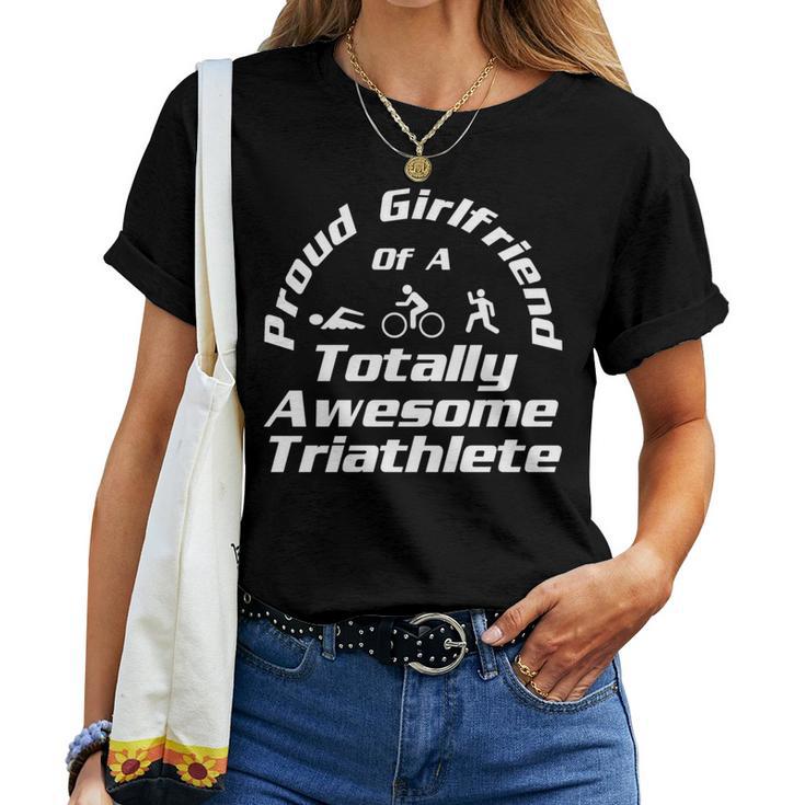 Triathlete Supporter Girlfriend Triathlon Run Swim Bike Women T-shirt