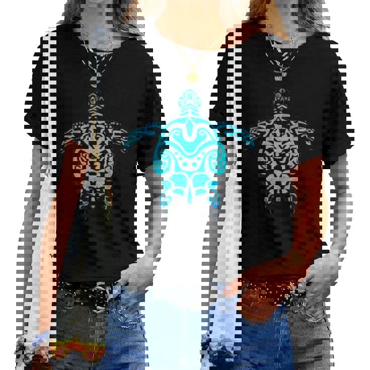 Tribal Hawaiian Maori Sun Sea Turtle 2-Sided Women T-shirt