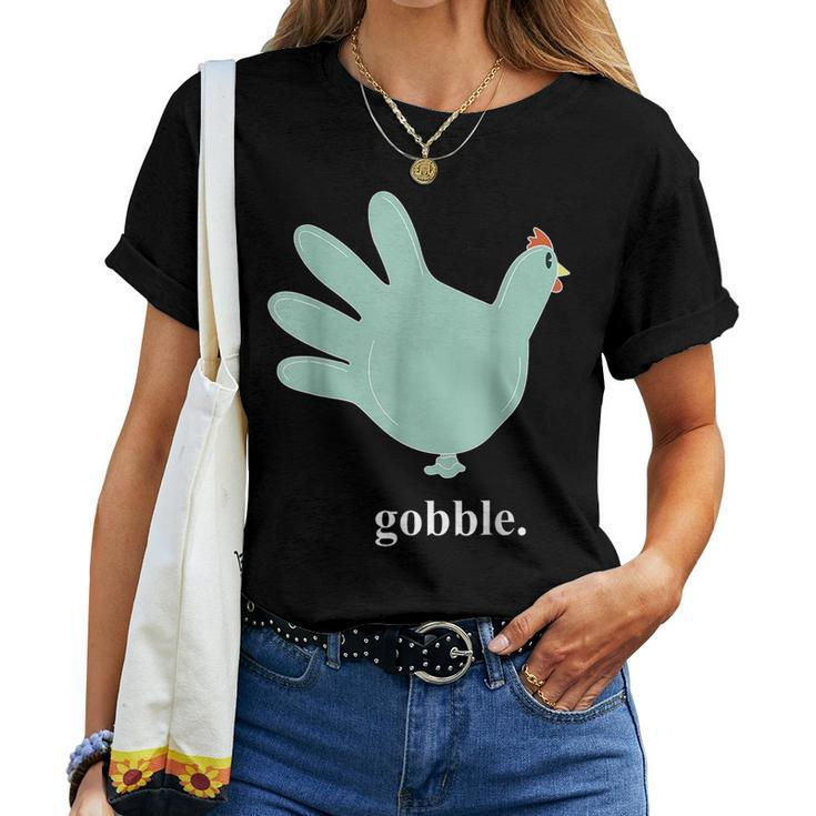 Turkey Glove Gobble Thanksgiving Thankful Nurse Women T-shirt