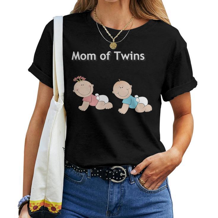 Twins Mom Two Babies In One One Girl One Boy Women T-shirt