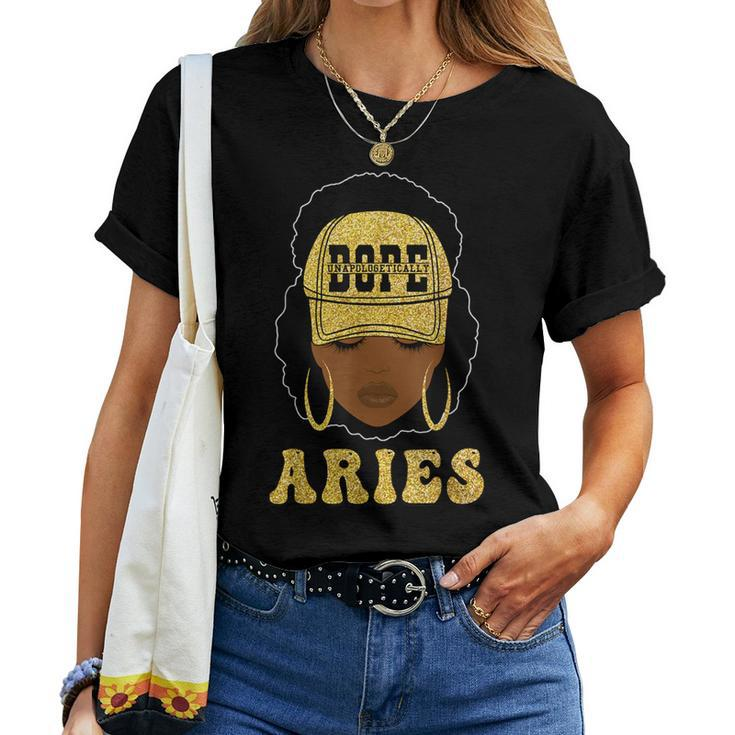 Unapologetically Dope Aries Queen Black Zodiac Women T-shirt