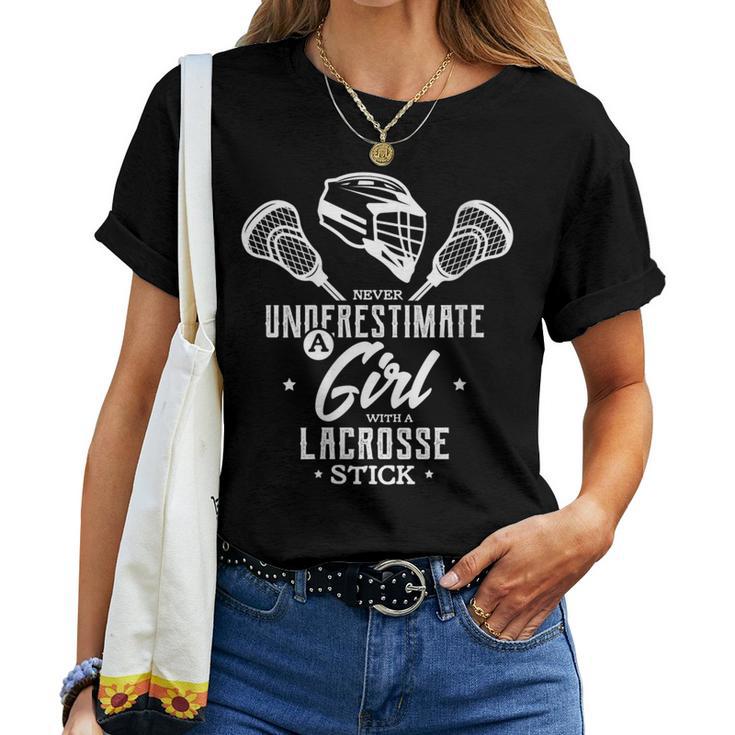 Never Underestimate A Girl With A Lacrosse Stick Women T-shirt