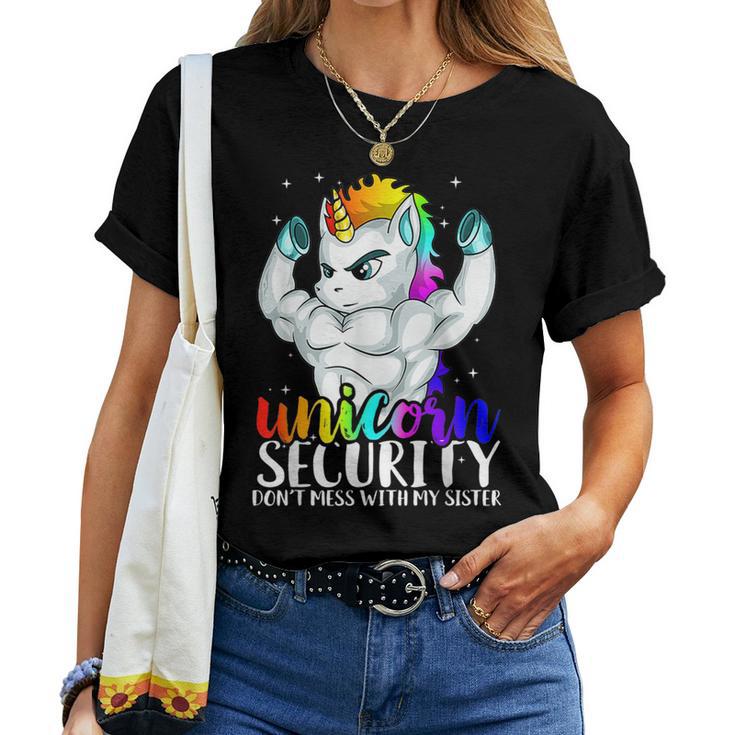 Unicorn Security Dont Mess With My Sister Brother Women T-shirt