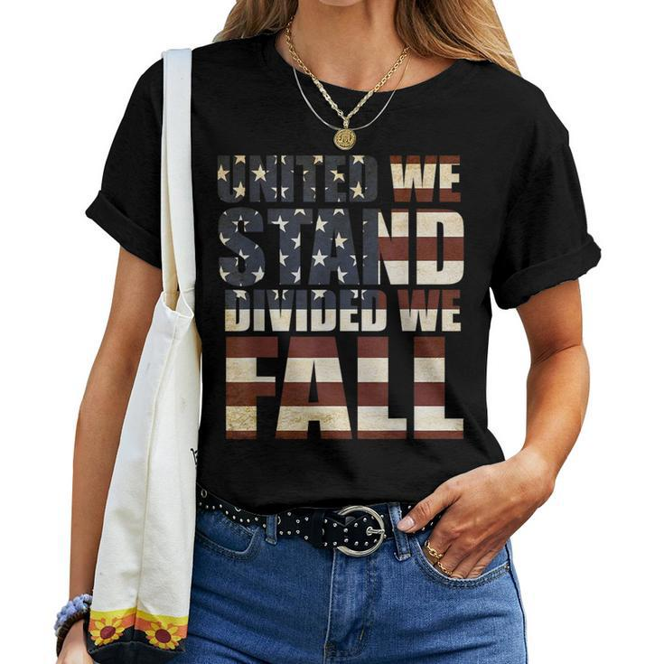 United We Stand Divided We Fall Usa Flag Women T-shirt