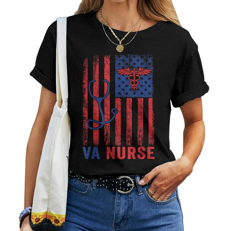 Va Nurse American Flag Patriotic Medical Worker Patriotic Women T-shirt