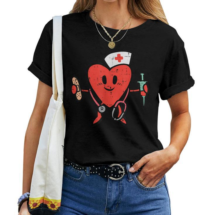 Nurse T-Shirts for Women Funny Love Heart Nurse Life Shirt RN LPN