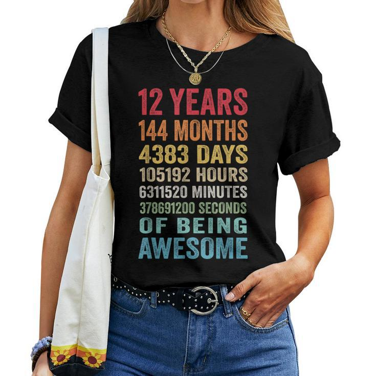 Vintage 12 Years Old Being Awesome 12Th Birthday Boys Girls Women T-shirt