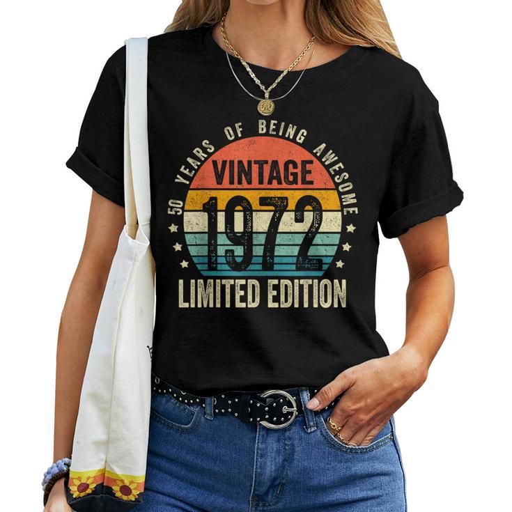 Vintage 1972 50Th Birthday Retro 50 Years Old Women T-shirt