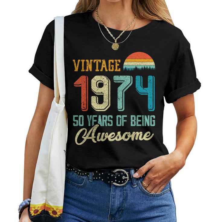 Vintage 1974 50 Geburtstag Retro 50 Jahre Alter Papa Mama T-shirt Frauen