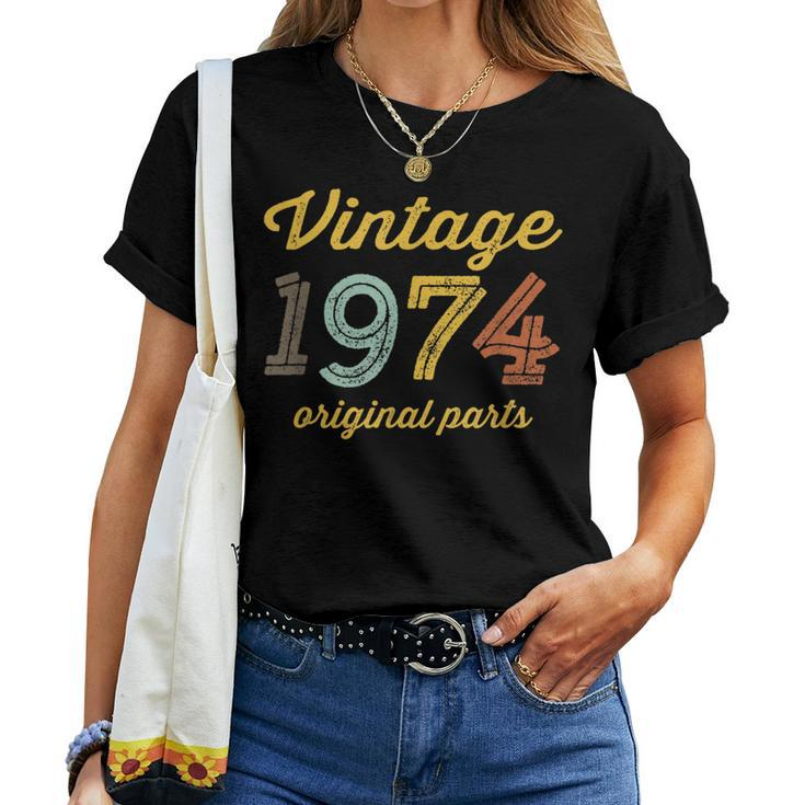 Vintage 1974 Original Parts Birthday Italic Dark Women T-shirt