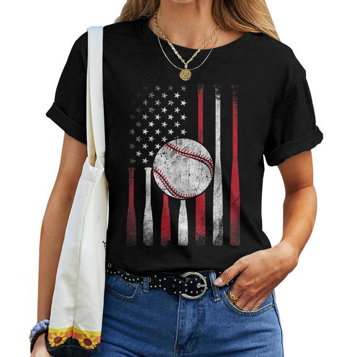 Vintage American Flag Baseball Team For Boys Girls Women Women T-shirt