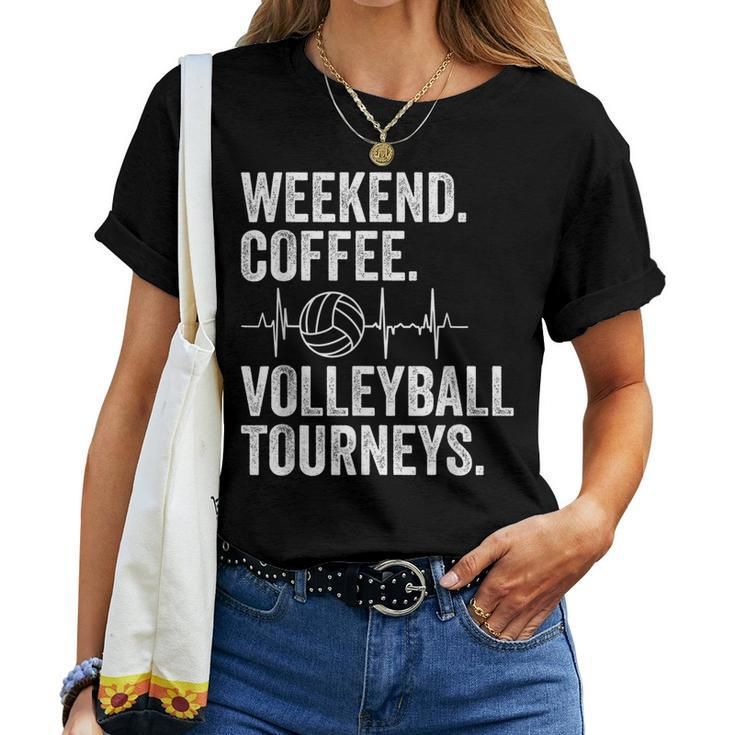 Vintage Weekend Coffee And Volleyball Moms Apparel Women T-shirt