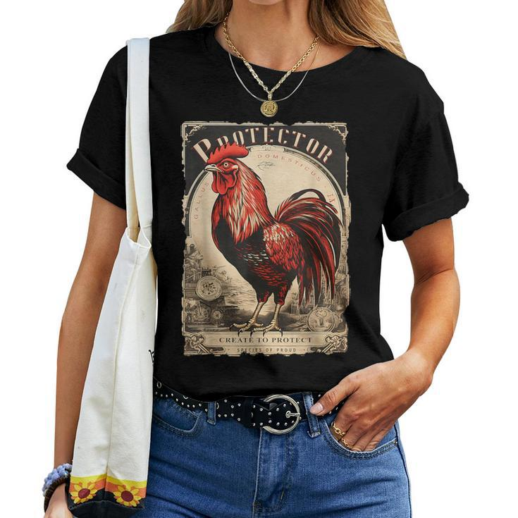 Vintage Gockel Elegant Rooster Bird Chicken Farmer Rooster Women T-shirt