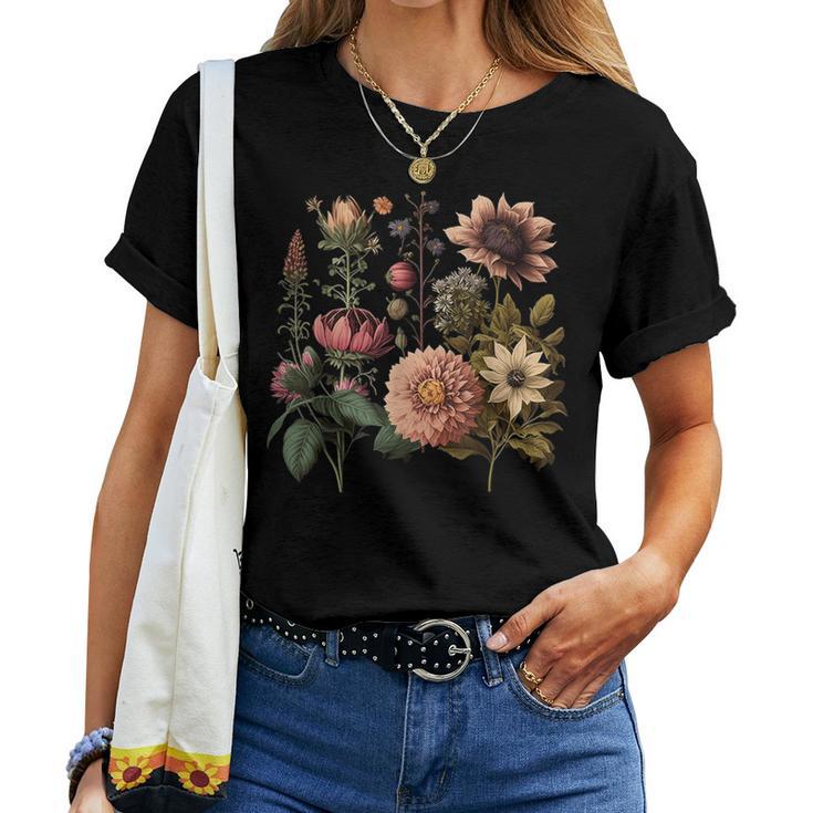 Vintage Inspired Flower Botanical Chart Naturalist Women Women T-shirt