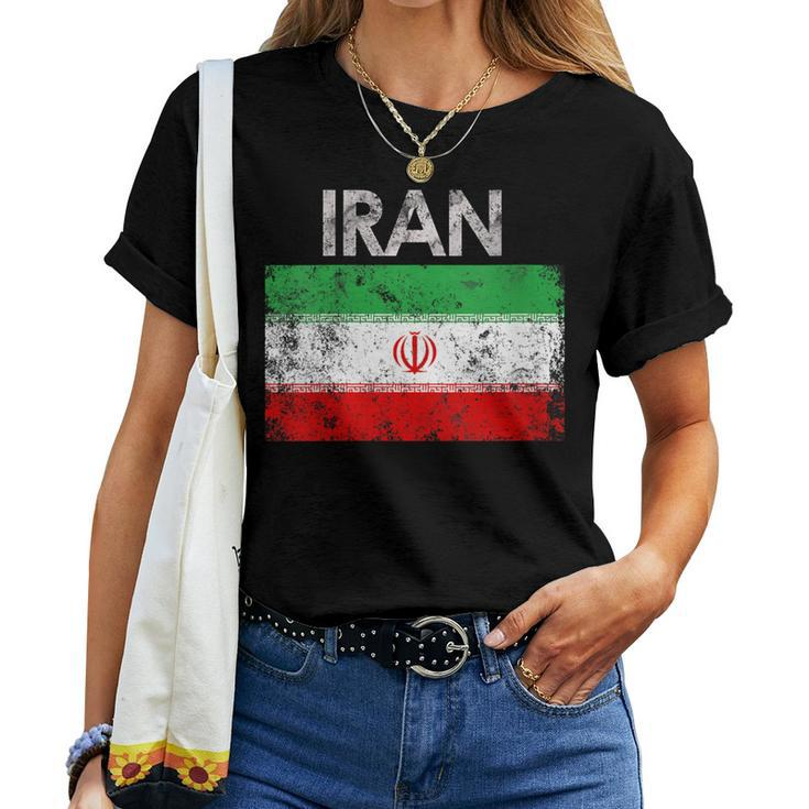 Vintage Iran Iranian Flag Pride Women T-shirt