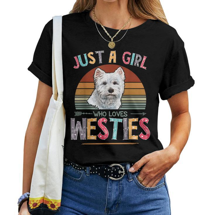 Vintage Just A Girl Who Loves Westies Dog Lovers Women Women T-shirt