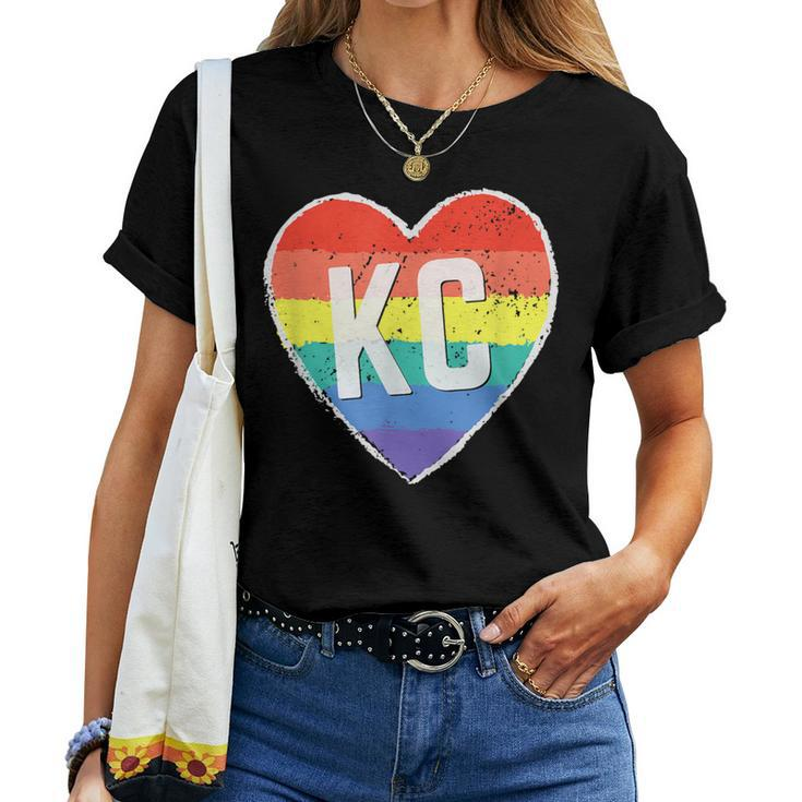 Vintage Rainbow Heart Kc Women T-shirt