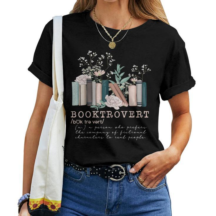 Vintage Retro Floral Booktrovert Book Reader Lover Womens Women T-shirt